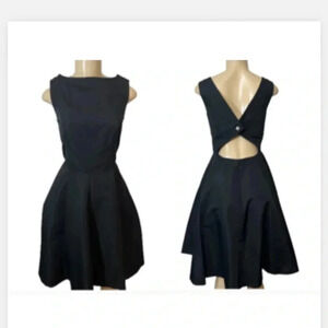 ISAAC Mizrahi Open Back Elegant Black Wedding Guest Dress